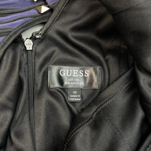 GUESS Fit & Flare Open Back Textured Mini Dress Womens Size 10 Naughty Night - Picture 5 of 8